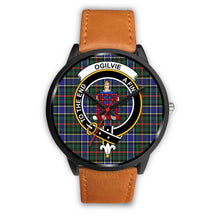 Load image into Gallery viewer, Ogilvie Hunting Modern Clans ,Pink Leather watch, leather steel watch, tartan watch, tartan watches, clan watch, scotland watch, merry christmas, cyber Monday, halloween, black Friday
