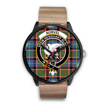 Load image into Gallery viewer, Norvel Clans ,Brown Leather watch, leather steel watch, tartan watch, tartan watches, clan watch, scotland watch, merry christmas, cyber Monday, halloween, black Friday