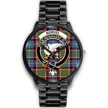 Load image into Gallery viewer, Norvel Clans ,Black Metal Link watch, leather steel watch, tartan watch, tartan watches, clan watch, scotland watch, merry christmas, cyber Monday, halloween, black Friday