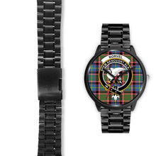 Load image into Gallery viewer, Norvel Clans ,Black Leather watch, leather steel watch, tartan watch, tartan watches, clan watch, scotland watch, merry christmas, cyber Monday, halloween, black Friday