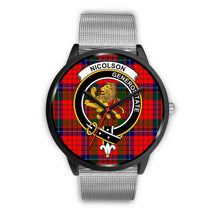 Load image into Gallery viewer, Nicolson Modern Clans ,Rose Gold Metal Link watch, leather steel watch, tartan watch, tartan watches, clan watch, scotland watch, merry christmas, cyber Monday, halloween, black Friday
