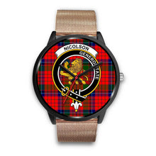 Load image into Gallery viewer, Nicolson Modern Clans ,Brown Leather watch, leather steel watch, tartan watch, tartan watches, clan watch, scotland watch, merry christmas, cyber Monday, halloween, black Friday