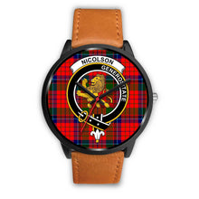 Load image into Gallery viewer, Nicolson Modern Clans ,Pink Leather watch, leather steel watch, tartan watch, tartan watches, clan watch, scotland watch, merry christmas, cyber Monday, halloween, black Friday