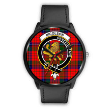 Load image into Gallery viewer, Nicolson Modern Clans ,Black Metal Mesh watch, leather steel watch, tartan watch, tartan watches, clan watch, scotland watch, merry christmas, cyber Monday, halloween, black Friday