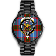 Load image into Gallery viewer, Newton Clans ,Black Metal Link watch, leather steel watch, tartan watch, tartan watches, clan watch, scotland watch, merry christmas, cyber Monday, halloween, black Friday