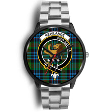 Load image into Gallery viewer, Newlands Clans ,Black Metal Link watch, leather steel watch, tartan watch, tartan watches, clan watch, scotland watch, merry christmas, cyber Monday, halloween, black Friday