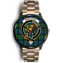 Load image into Gallery viewer, Newlands Clans ,Black Leather watch, leather steel watch, tartan watch, tartan watches, clan watch, scotland watch, merry christmas, cyber Monday, halloween, black Friday