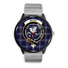 Load image into Gallery viewer, Nevoy Clans ,Rose Gold Metal Link watch, leather steel watch, tartan watch, tartan watches, clan watch, scotland watch, merry christmas, cyber Monday, halloween, black Friday