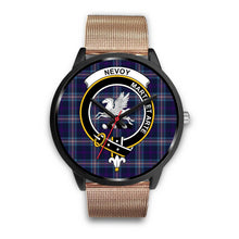 Load image into Gallery viewer, Nevoy Clans ,Brown Leather watch, leather steel watch, tartan watch, tartan watches, clan watch, scotland watch, merry christmas, cyber Monday, halloween, black Friday
