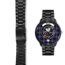 Load image into Gallery viewer, Nevoy Clans ,Black Leather watch, leather steel watch, tartan watch, tartan watches, clan watch, scotland watch, merry christmas, cyber Monday, halloween, black Friday