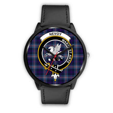 Load image into Gallery viewer, Nevoy Clans ,Black Metal Mesh watch, leather steel watch, tartan watch, tartan watches, clan watch, scotland watch, merry christmas, cyber Monday, halloween, black Friday