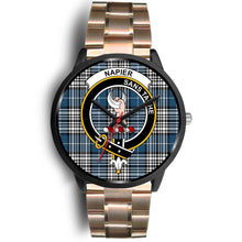 Load image into Gallery viewer, Napier Modern Clans ,Black Leather watch, leather steel watch, tartan watch, tartan watches, clan watch, scotland watch, merry christmas, cyber Monday, halloween, black Friday