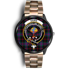 Load image into Gallery viewer, Nairn Clans ,Black Leather watch, leather steel watch, tartan watch, tartan watches, clan watch, scotland watch, merry christmas, cyber Monday, halloween, black Friday