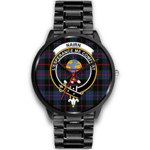 Load image into Gallery viewer, Nairn Clans ,Black Metal Link watch, leather steel watch, tartan watch, tartan watches, clan watch, scotland watch, merry christmas, cyber Monday, halloween, black Friday