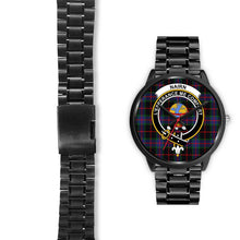 Load image into Gallery viewer, Nairn Clans ,Black Leather watch, leather steel watch, tartan watch, tartan watches, clan watch, scotland watch, merry christmas, cyber Monday, halloween, black Friday