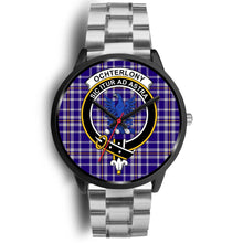 Load image into Gallery viewer, Ochterlony Clans ,Black Metal Link watch, leather steel watch, tartan watch, tartan watches, clan watch, scotland watch, merry christmas, cyber Monday, halloween, black Friday