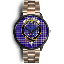 Load image into Gallery viewer, Ochterlony Clans ,Black Leather watch, leather steel watch, tartan watch, tartan watches, clan watch, scotland watch, merry christmas, cyber Monday, halloween, black Friday