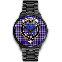 Load image into Gallery viewer, Ochterlony Clans ,Black Metal Link watch, leather steel watch, tartan watch, tartan watches, clan watch, scotland watch, merry christmas, cyber Monday, halloween, black Friday