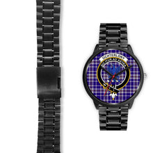 Load image into Gallery viewer, Ochterlony Clans ,Black Leather watch, leather steel watch, tartan watch, tartan watches, clan watch, scotland watch, merry christmas, cyber Monday, halloween, black Friday