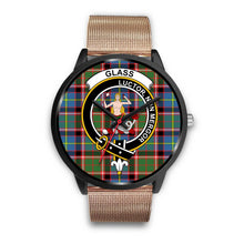 Load image into Gallery viewer, Glass Clans ,Brown Leather watch, leather steel watch, tartan watch, tartan watches, clan watch, scotland watch, merry christmas, cyber Monday, halloween, black Friday