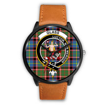 Load image into Gallery viewer, Glass Clans ,Pink Leather watch, leather steel watch, tartan watch, tartan watches, clan watch, scotland watch, merry christmas, cyber Monday, halloween, black Friday