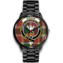 Load image into Gallery viewer, Gibson, Rose Gold Metal Link Watch,  leather steel watch, tartan watch, tartan watches, clan watch, scotland watch, merry christmas, cyber Monday, halloween, black Friday